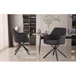 Chaise 'LUCIA' Bouclé Gris Dos PU Gris clair, dimension H82.5 x L62 x P63, idéal pour votre cuisine ou salle à manger