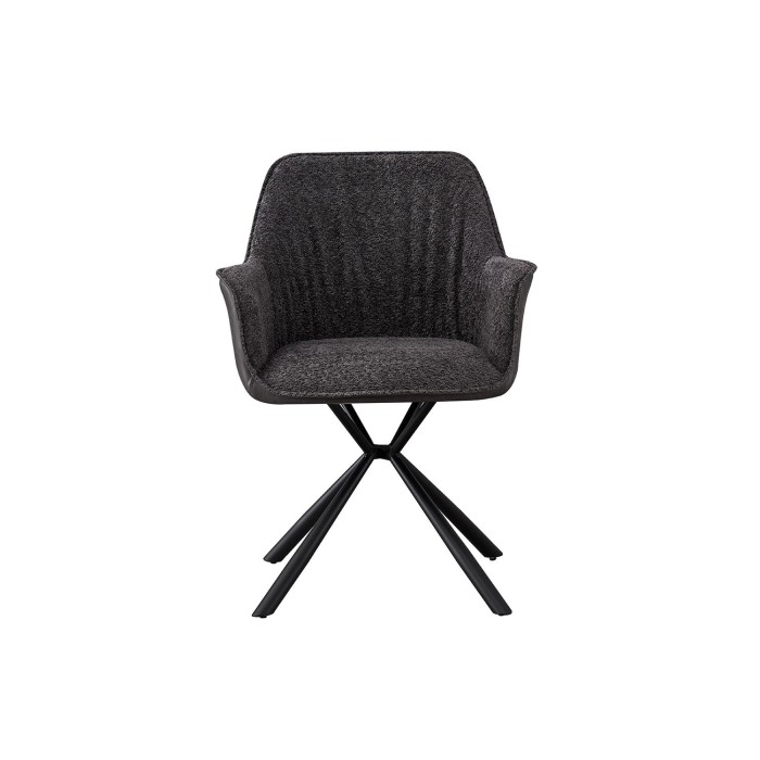 Chaise 'LUCIA' Bouclé Gris Dos PU Gris clair, dimension H82.5 x L62 x P63, idéal pour votre cuisine ou salle à manger