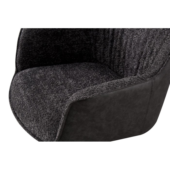 Chaise 'LUCIA' Bouclé Gris Dos PU Gris clair, dimension H82.5 x L62 x P63, idéal pour votre cuisine ou salle à manger