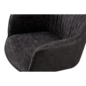 Chaise 'LUCIA' Bouclé Gris Dos PU Gris clair, dimension H82.5 x L62 x P63, idéal pour votre cuisine ou salle à manger