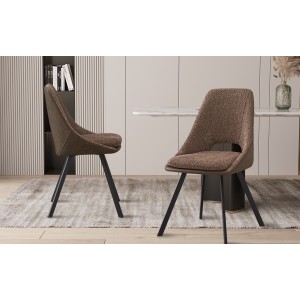 Chaise revêtement Bouclé pour salle à manger coloris Sable. Collection FILA