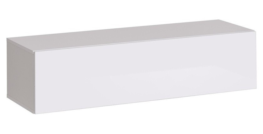 Meuble TV suspendu 120cm coloris blanc collection SWITCH. Finitions brillantes.