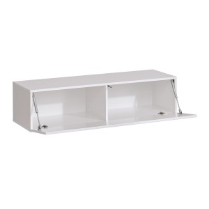 Meuble TV suspendu 120cm coloris blanc collection SWITCH. Finitions brillantes.