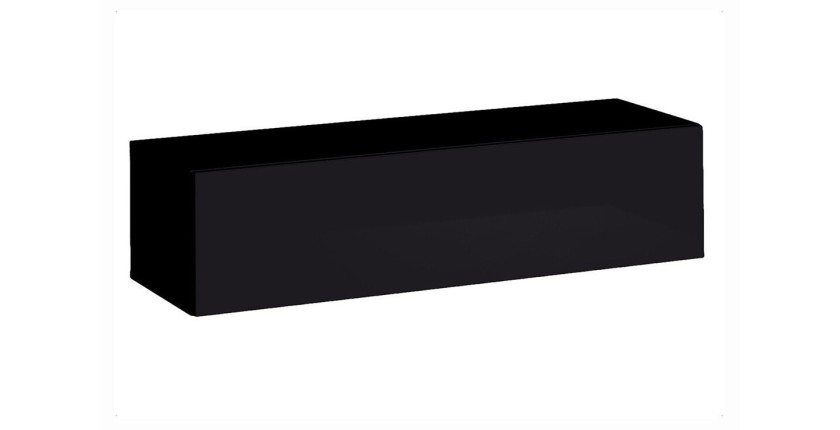 Meuble TV suspendu 120cm coloris noir collection SWITCH. Finitions brillantes.