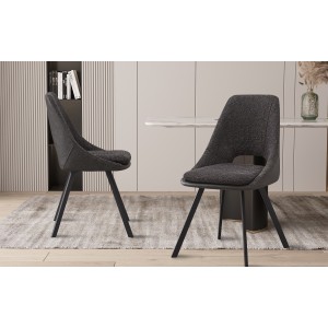 Chaise revêtement Bouclé pour salle à manger coloris Gris. Collection FILA