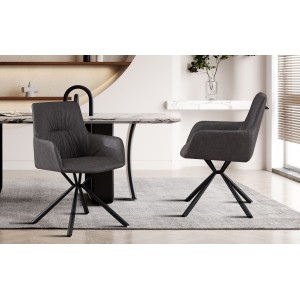 Chaise 'LYRO' PU Gris clair, dimension H86 x L55.5 x P64.5, idéal pour votre cuisine ou salle à manger