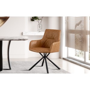 Chaise 'LYRO' PU Cognac, dimension H86 x L55.5 x P64.5, idéal pour votre cuisine ou salle à manger
