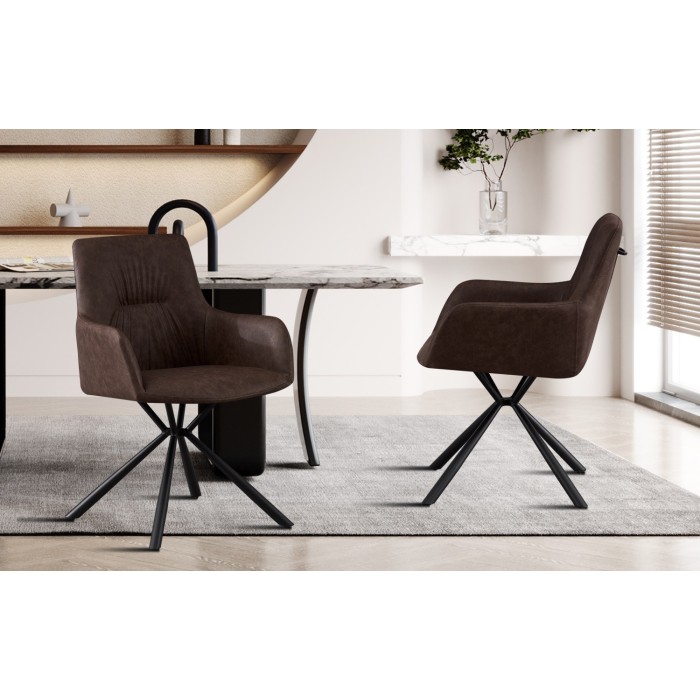 Chaise 'LYRO' PU Brun, dimension H86 x L55.5 x P64.5, idéal pour votre cuisine ou salle à manger