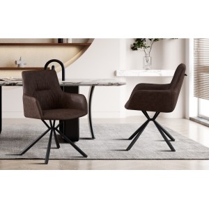 Chaise 'LYRO' PU Brun, dimension H86 x L55.5 x P64.5, idéal pour votre cuisine ou salle à manger