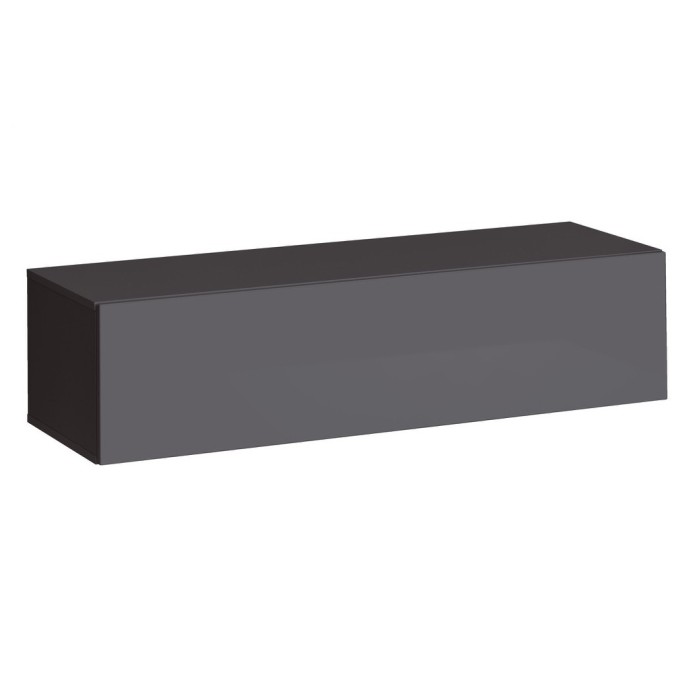 Meuble TV suspendu 120cm coloris gris collection SWITCH. Finitions brillantes.