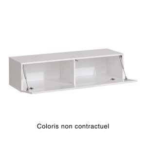 Meuble TV suspendu 120cm coloris gris collection SWITCH. Finitions brillantes.