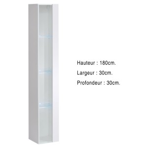 vitrine suspendue blanche avec 1 porte vitrée et éclairage LED inclus. Collection SWITCH.