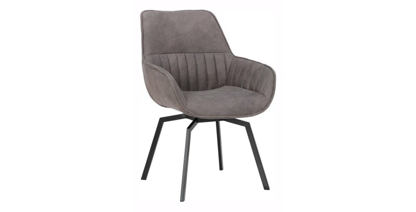 Chaise BOBO PU Micro fibre Gris, dimensions: H84 x L66.5 x P61 cm, idéal pour votre cuisine ou salle à manger