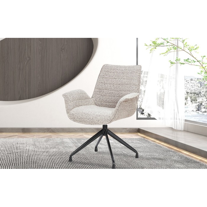 Chaise OMAR Bouclé Beige, dimension H84 x L66 x D58, idéal pour votre cuisine ou salle à manger