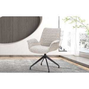 Chaise OMAR Bouclé Beige, dimension H84 x L66 x D58, idéal pour votre cuisine ou salle à manger