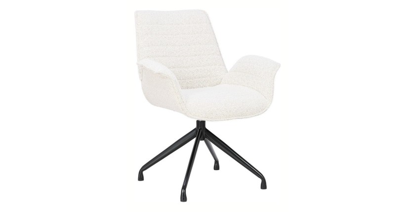 Chaise OMAR Bouclé Blanc, dimension H84 x L66 x D58, idéal pour votre cuisine ou salle à manger