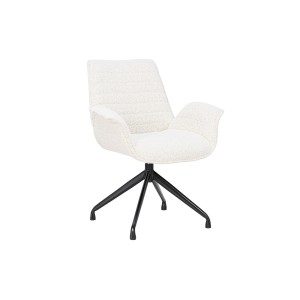 Chaise OMAR Bouclé Blanc, dimension H84 x L66 x D58, idéal pour votre cuisine ou salle à manger