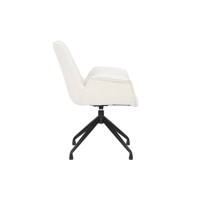 Chaise OMAR Bouclé Blanc, dimension H84 x L66 x D58, idéal pour votre cuisine ou salle à manger