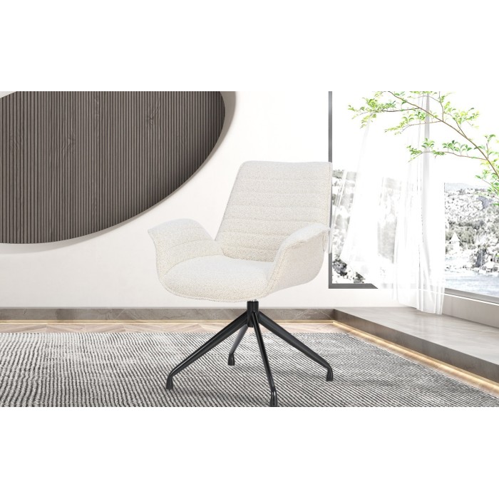 Chaise OMAR Bouclé Blanc, dimension H84 x L66 x D58, idéal pour votre cuisine ou salle à manger