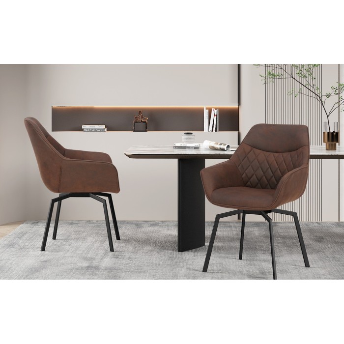 Chaise DORA PU Micro fibre Brun, dimensions: H84 x L59.5 x P62 cm, idéal pour votre cuisine ou salle à manger