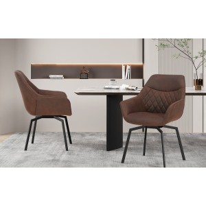 Chaise DORA PU Micro fibre Brun, dimensions: H84 x L59.5 x P62 cm, idéal pour votre cuisine ou salle à manger