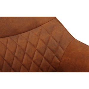 Chaise DORA PU Micro fibre Cognac, dimensions: H84 x L59.5 x P62 cm, idéal pour votre cuisine ou salle à manger