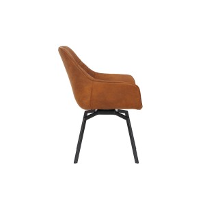 Chaise DORA PU Micro fibre Cognac, dimensions: H84 x L59.5 x P62 cm, idéal pour votre cuisine ou salle à manger