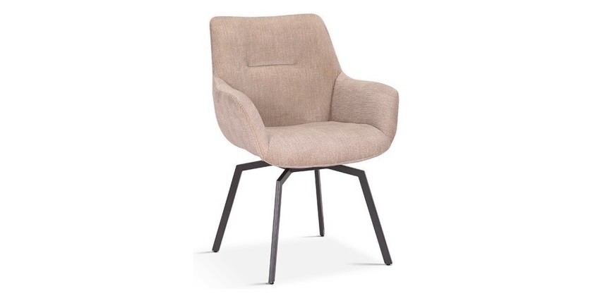 Chaise MADO Pivotant Velours côtelé Beige, dimension H84 x L63 x P63, idéal pour votre cuisine ou salle à manger