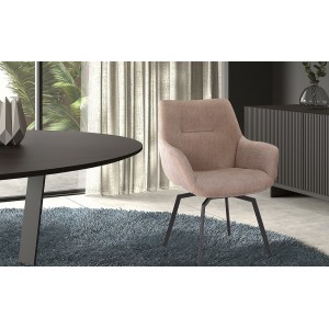 Chaise MADO Pivotant Velours côtelé Beige, dimension H84 x L63 x P63, idéal pour votre cuisine ou salle à manger