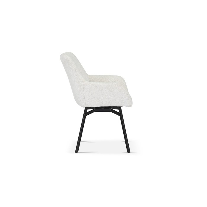 Chaise MADO Pivotant tissu Ecru, dimension H84 x L63 x P63, idéal pour votre cuisine ou salle à manger