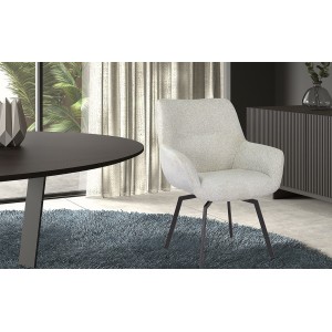 Chaise MADO Pivotant tissu Ecru, dimension H84 x L63 x P63, idéal pour votre cuisine ou salle à manger