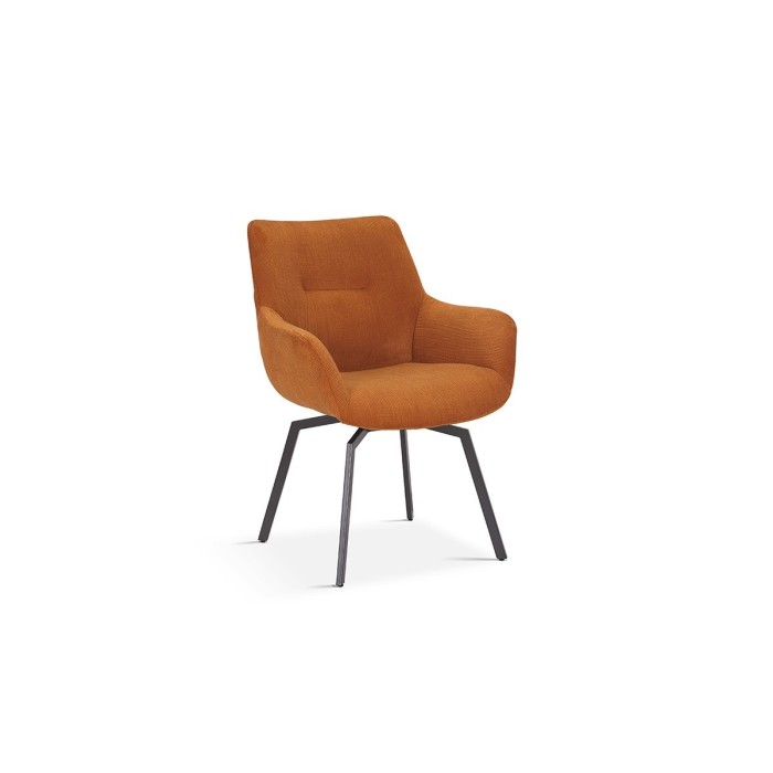 Chaise MADO Pivotant Velours côtelé Orange, dimension H84 x L63 x P63, idéal pour votre cuisine ou salle à manger
