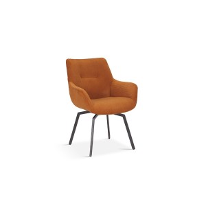 Chaise MADO Pivotant Velours côtelé Orange, dimension H84 x L63 x P63, idéal pour votre cuisine ou salle à manger