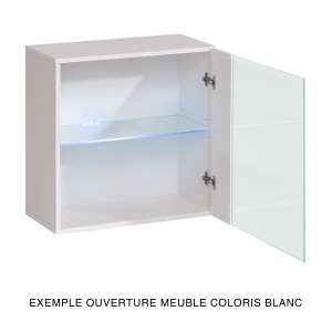 Vitrine noire carrée suspendue avec 1 porte vitrée et éclairage LED inclus. Collection SWITCH.