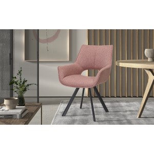 Chaise TIMOTE Tissu Rose, dimension H86.5 x L61 x P64, idéal pour votre cuisine ou salle à manger