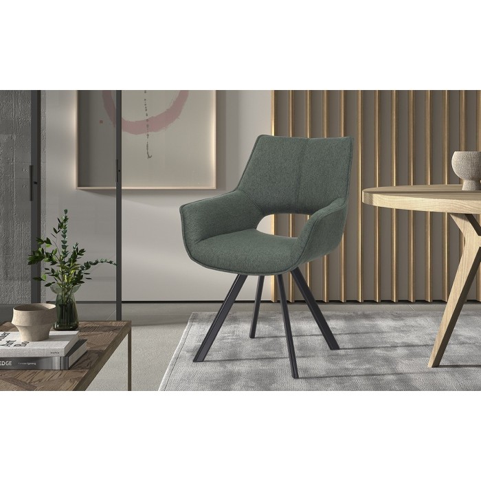 Chaise TIMOTE Tissu Vert, dimension H86.5 x L61 x P64, idéal pour votre cuisine ou salle à manger