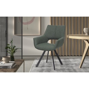 Chaise TIMOTE Tissu Vert, dimension H86.5 x L61 x P64, idéal pour votre cuisine ou salle à manger