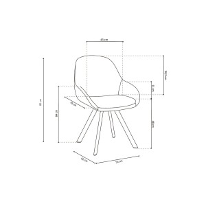 Chaise JEANNE Tissu Rose Dos PU Gris foncé, dimension H85 x L55 x P62, idéal pour votre cuisine ou salle à manger
