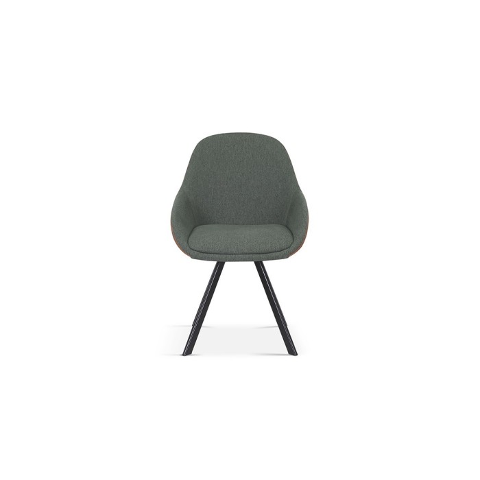 Chaise JEANNE Tissu Vert Dos PU Cognac, dimension H85 x L55 x P62, idéal pour votre cuisine ou salle à manger