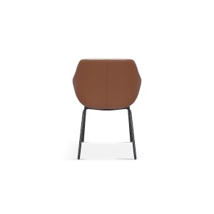 Chaise SAM Tissu Beige Dos PU Cognac, dimension H85 x L57.5 x P65, idéal pour votre cuisine ou salle à manger