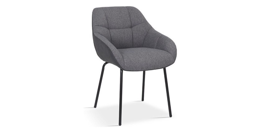 Chaise SAM Tissu Gris Dos PU Gris foncé, dimension H85 x L57.5 x P65, idéal pour votre cuisine ou salle à manger