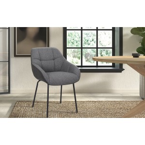 Chaise SAM Tissu Gris Dos PU Gris foncé, dimension H85 x L57.5 x P65, idéal pour votre cuisine ou salle à manger
