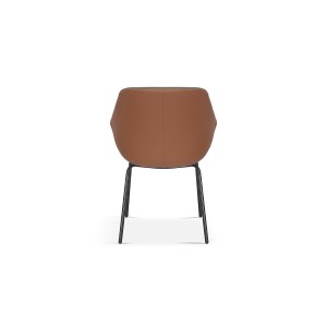 Chaise SAM Tissu Vert Dos PU Cognac, dimension H85 x L57.5 x P65, idéal pour votre cuisine ou salle à manger