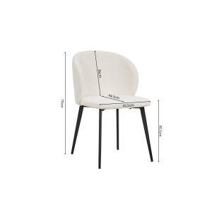 Chaise TOLO Tissu Bouclé Blanc, dimension H80 x L51 x P55, idéal pour votre cuisine ou salle à manger