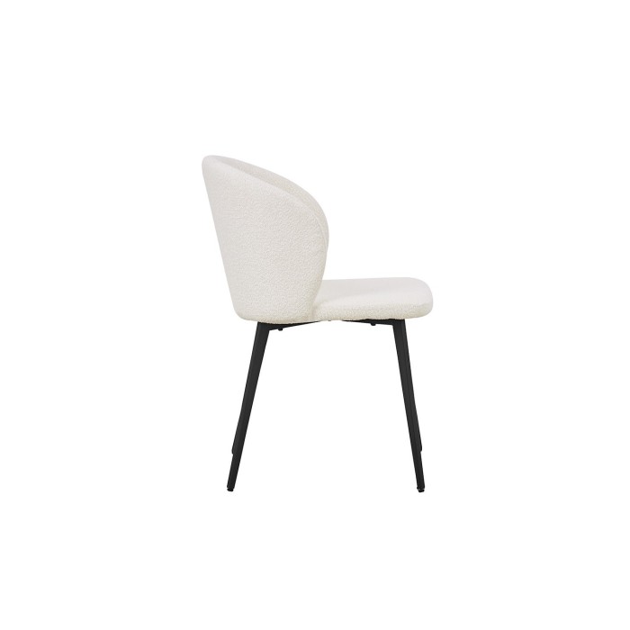 Chaise TOLO Tissu Bouclé Blanc, dimension H80 x L51 x P55, idéal pour votre cuisine ou salle à manger