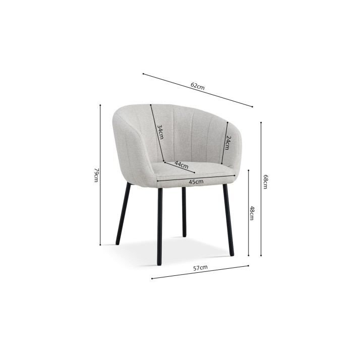 Chaise SEVILLE Tissu beige, dimension H79 x L57 x P62, idéal pour votre cuisine ou salle à manger