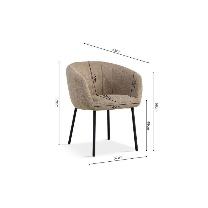 Chaise SEVILLE tissu bouclé sable, dimension H79 x L57 x P62, idéal pour votre cuisine ou salle à manger