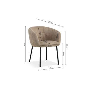 Chaise SEVILLE tissu bouclé sable, dimension H79 x L57 x P62, idéal pour votre cuisine ou salle à manger