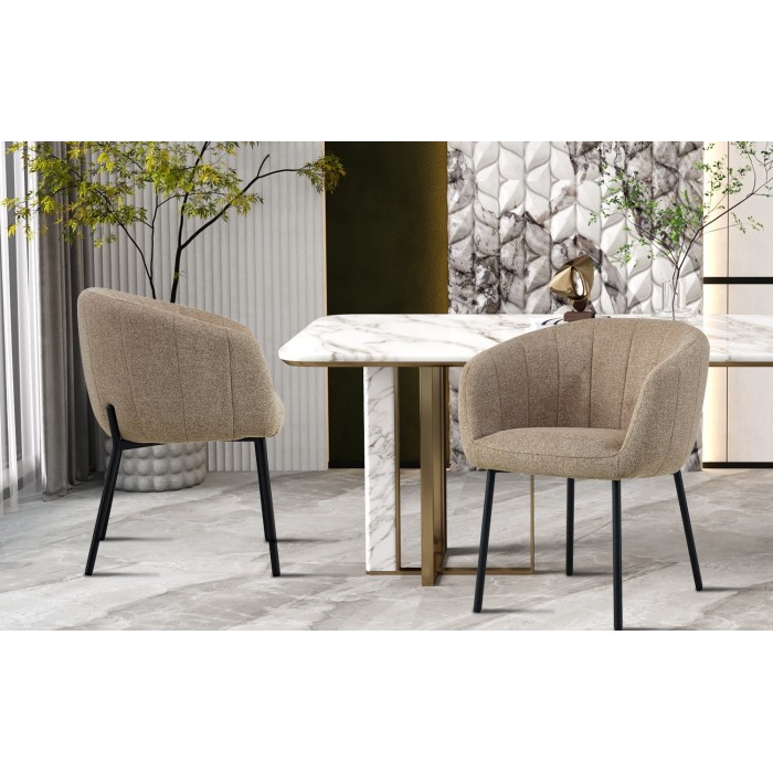 Chaise SEVILLE tissu bouclé sable, dimension H79 x L57 x P62, idéal pour votre cuisine ou salle à manger