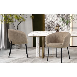Chaise SEVILLE tissu bouclé sable, dimension H79 x L57 x P62, idéal pour votre cuisine ou salle à manger